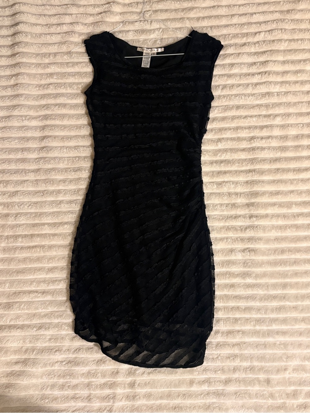 Max Studio Black Textured Mesh Sheath Dress